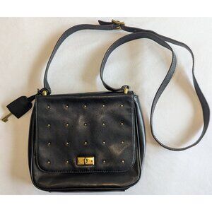 Fossil Vintage Leather Crossbody Bag in Black with Brass Hardware